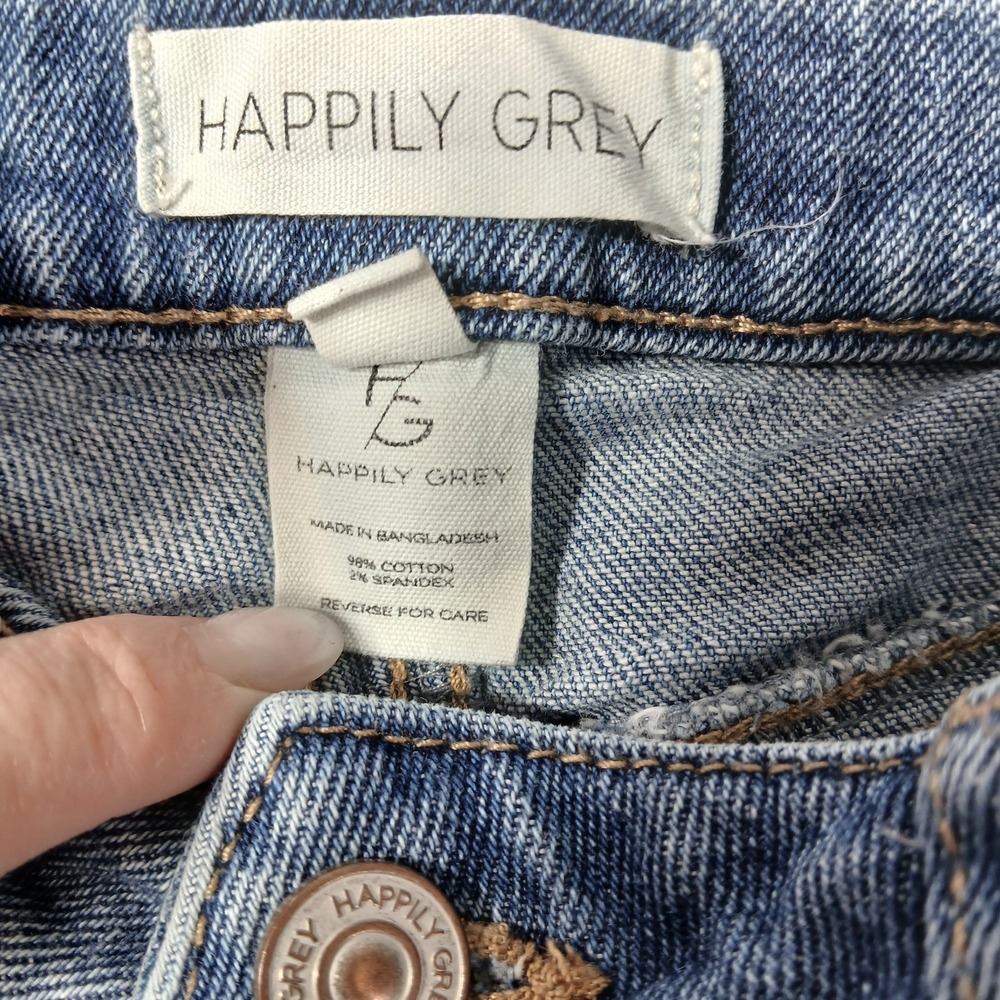Happily Grey high rise Distressed Womens Juniors Jean Shorts Rolled Hem 5/27 - Picture 9 of 12